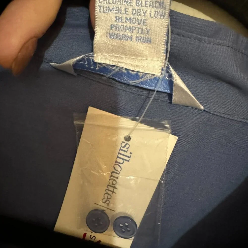 NWT DUSTY BLUE BUTTON FRONT SHIRT PLUS: 2X #O - Picture 6 of 7